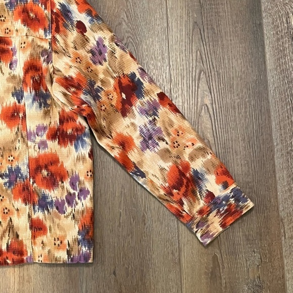 COLDWATER CREEK Women's Petite XS Fall Floral Button Up Long Sleeve Denim Jacket - Picture 5 of 13